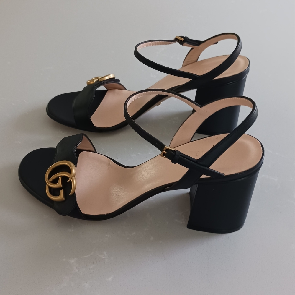 GUCCI LEATHER MID-HEEL SANDAL - Picture 8 of 8